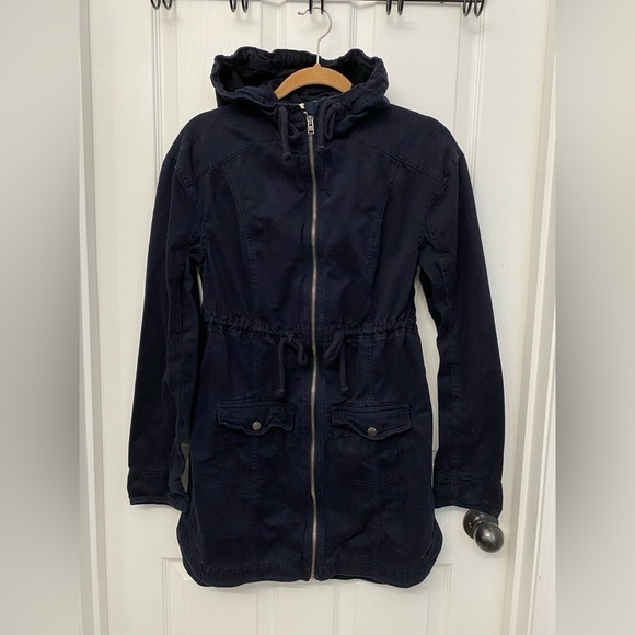 Hollister Women’s Long Hooded Utility Jacket Navy Size Small - Picture 8 of 8